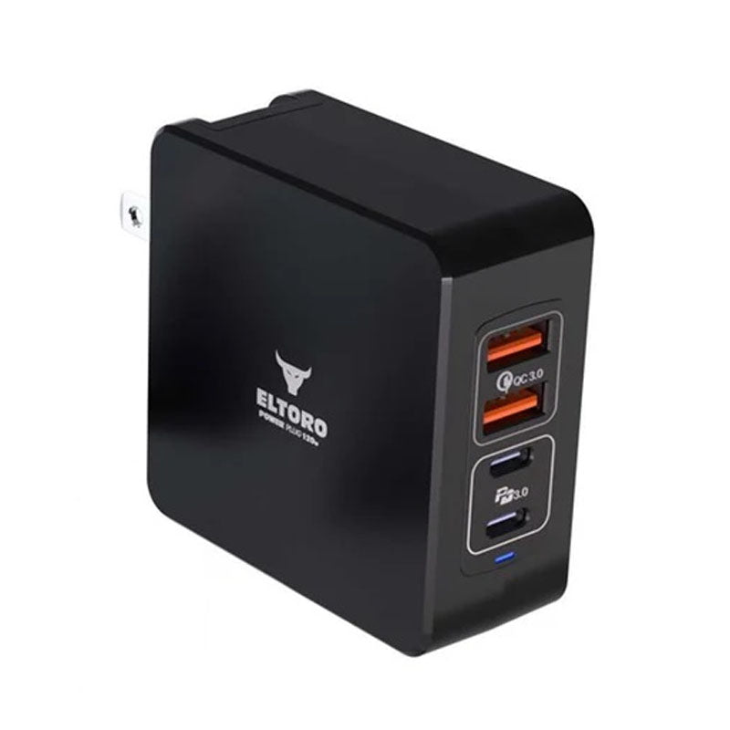 إلتورو شاحن عالمي 120 وات PD 3.0 و QC 3.0 GaN مع 4 منافذ 2 USB-A و 2 USB-C، أسود إلتورو شاحن عالمي 120 وات PD 3.0 و QC 3.0 GaN مع 4 منافذ 2 USB-A و 2 USB-C، أسود